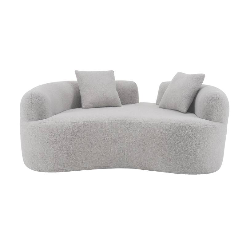66.93 Inch Curved Grey Loveseat with Foam+Spring, No Assembly, 350 lbs Capacity
