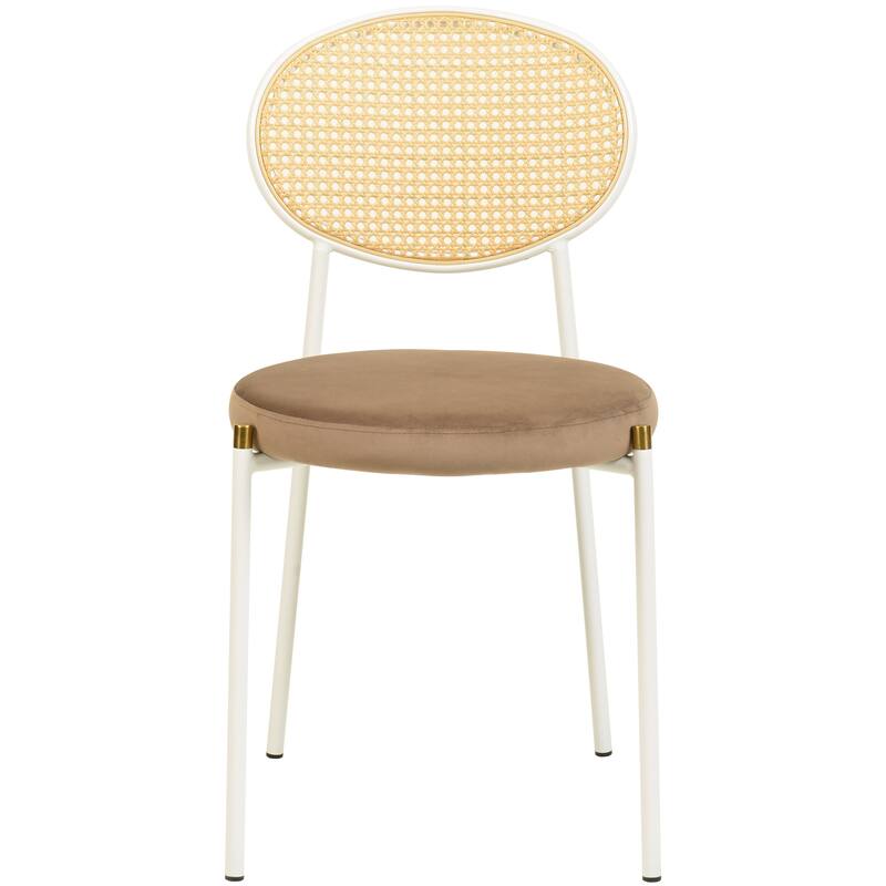 LeisureMod Euston Set of 4 Velvet Modern Dining Chair - Wicker Back Accent Chair for Home Living Room & Kitchen