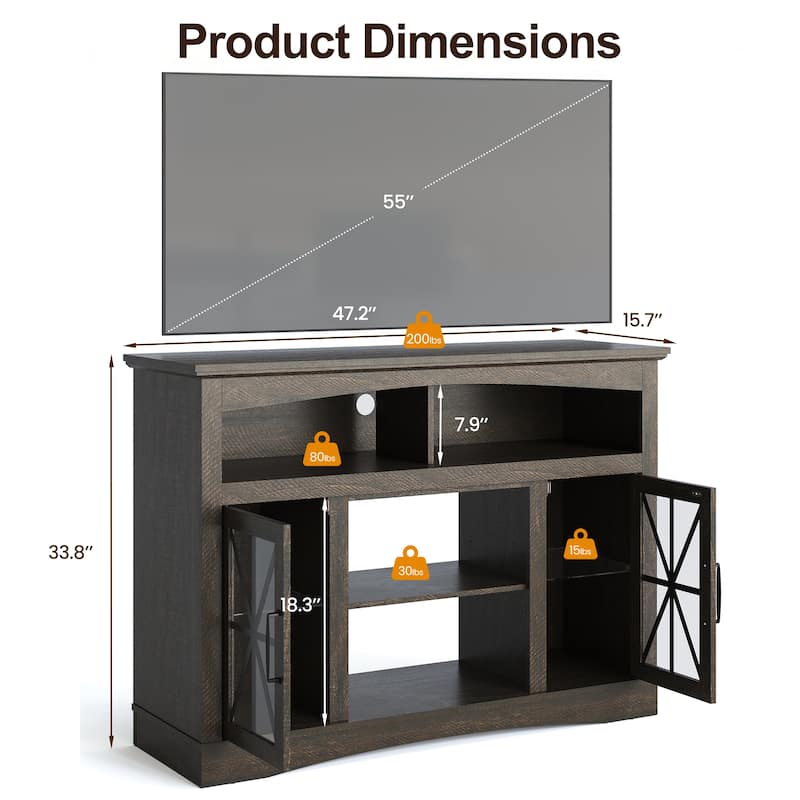 47'' Farmhouse TV Stand with Adjustable Shelves