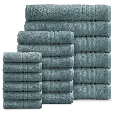 Cotton 18-Piece Face-Hand-Body Towel Set - Face, hand & bath