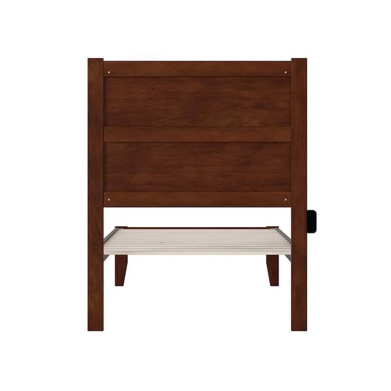 Twin Bed Platform Wood Frame - Modern Luxury Bed Walnut Finish