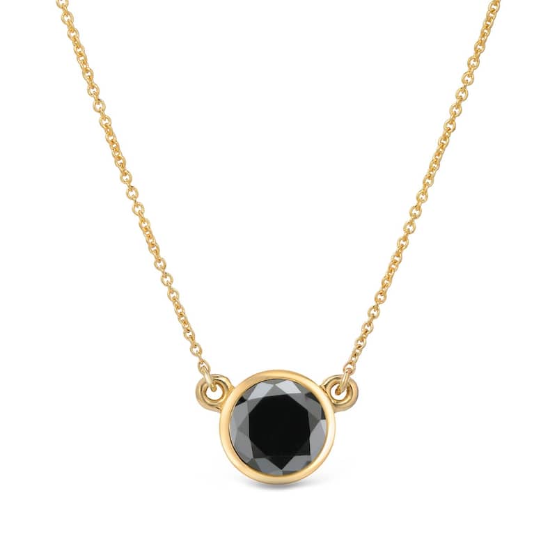 Auriya 14k Gold 1/4ctw Bezel-set Solitaire Black Diamond Necklace - Yellow