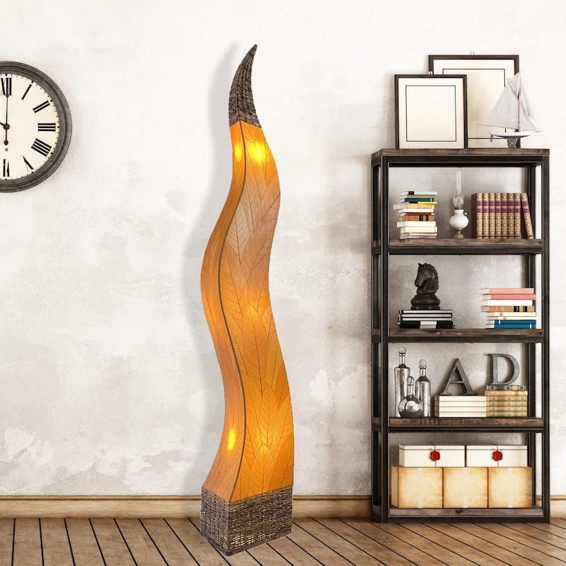 Eangee Handmade Flame Giant Lamp, Cocoa Leaves Shade, 13 x 13 x 72 in. - 13 x 13 x 72