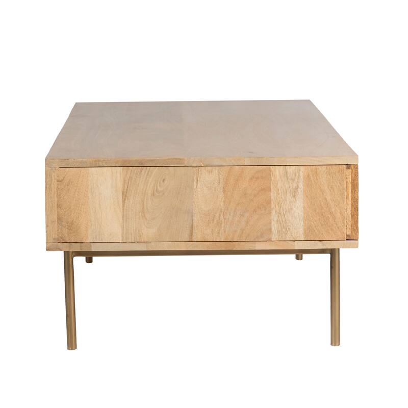 Curtis Solid Wood with Natural Woven Cane Coffee Table