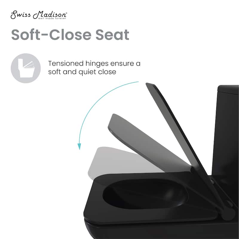 Bastille One Piece Square Toilet Dual Flush In Matte Black, Black Hardware 1.1/1.6 Gpf - 26.05" x 14" 29.25"