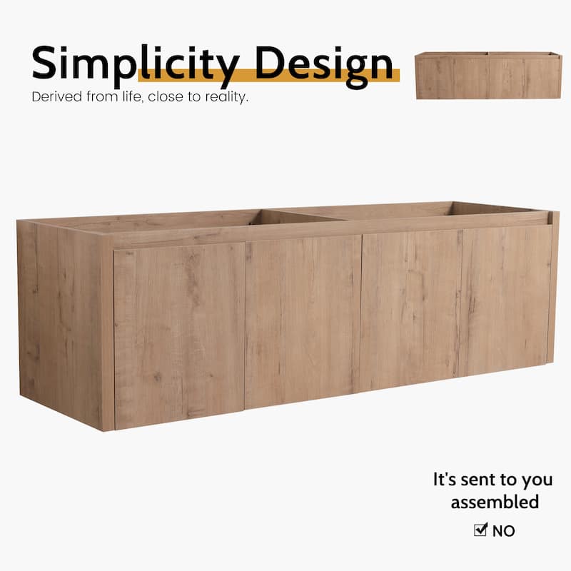 24/30/36/48/60 Inch Floating Bathroom Vanity Cabinet with Soft Close Door (Without Sink)