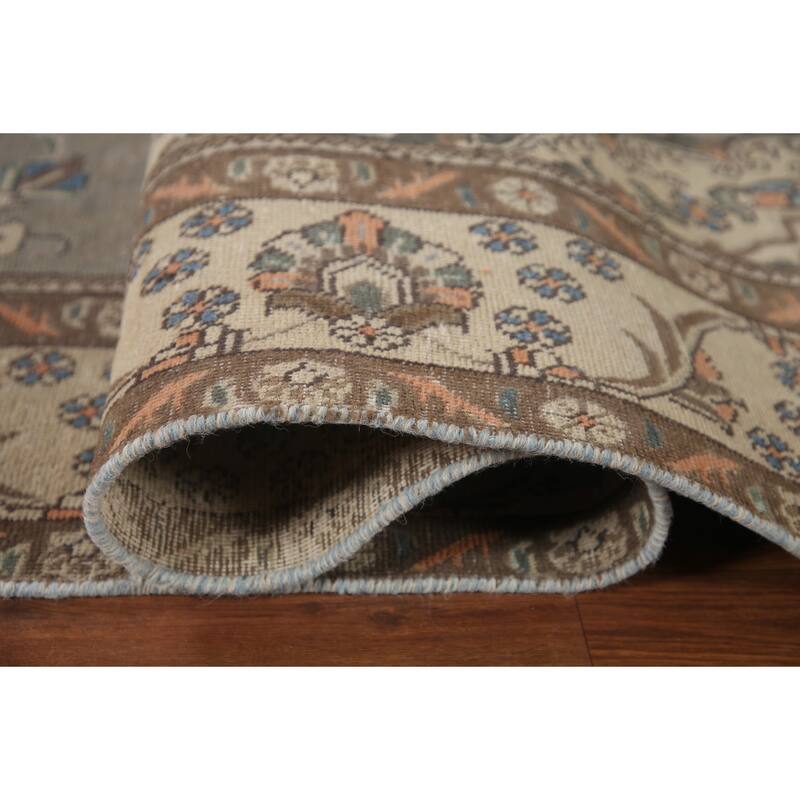 Hand Knotted Oriental 100% Wool Carpet Traditional Medallion Greys & Charcoal Tabriz Area Rug - 10' 9'' X 7' 2''