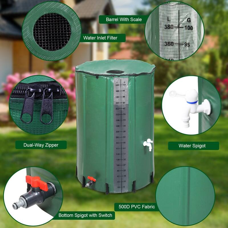 Plastic Patio Calibrated Collapsible Rain Barrel