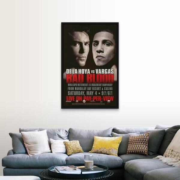 Oscar De La Hoya Vs Fernando Vargas 2002 Black Float Frame Canvas Art Overstock 26973228