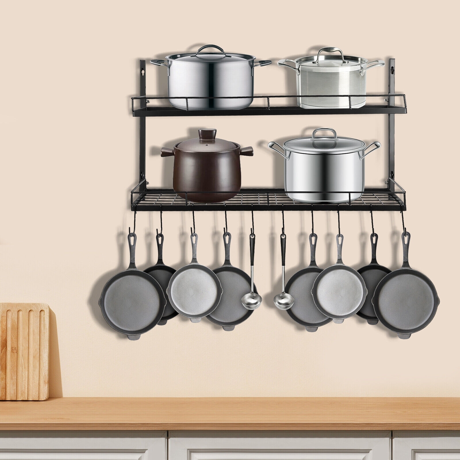 https://ak1.ostkcdn.com/images/products/is/images/direct/9efa4cf45cc2279a064048c903a08933b5c87afe/Kitchen-Wall-Mounted-2-Tiers-Pot-Pan-Rack-with-10-Hooks.jpg