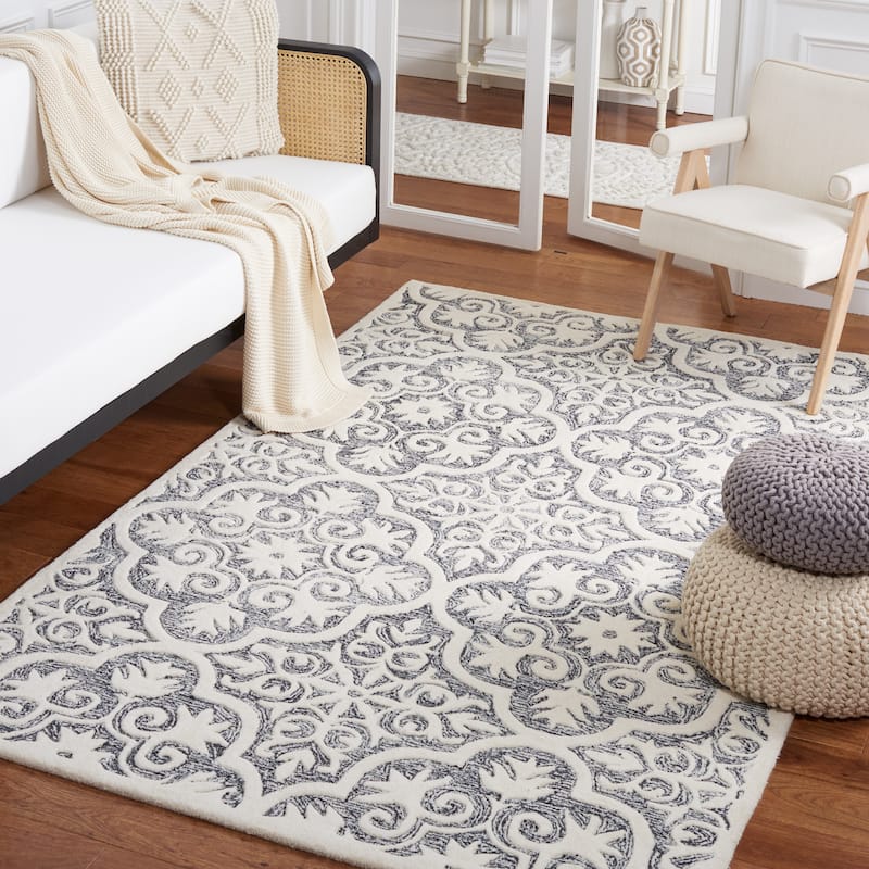 SAFAVIEH Handmade Metro Raphy French Country Wool Rug - 8' x 10' - Black/Ivory