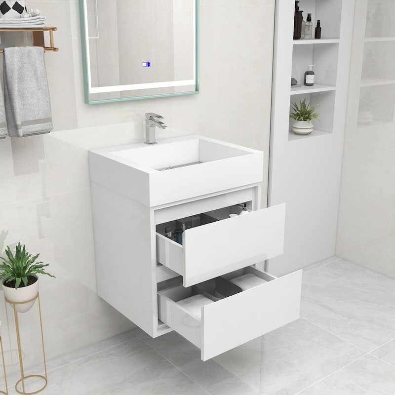 Victoria 24" Wall Mounted Modern Vanity with Acrylic Sink