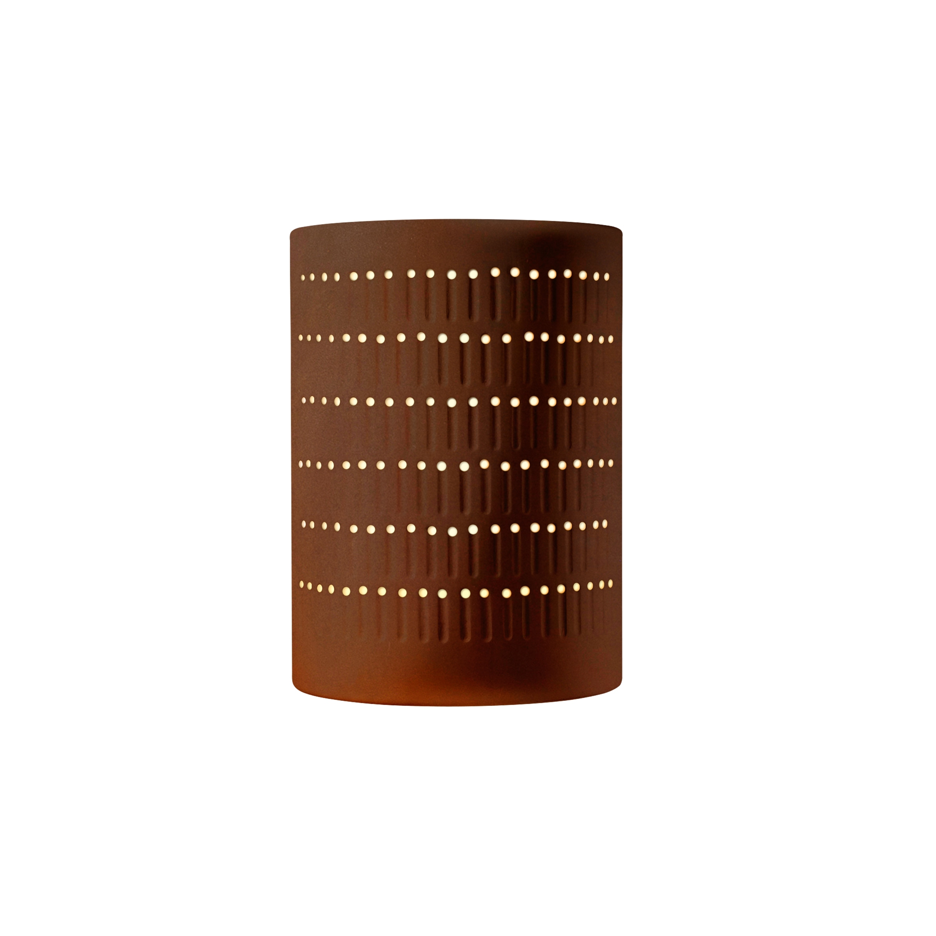 Justice Design Ambiance - Large Cactus Cylinder Wall Sconce - Open Top & Bottom - Real Rust - Standard Incandescent