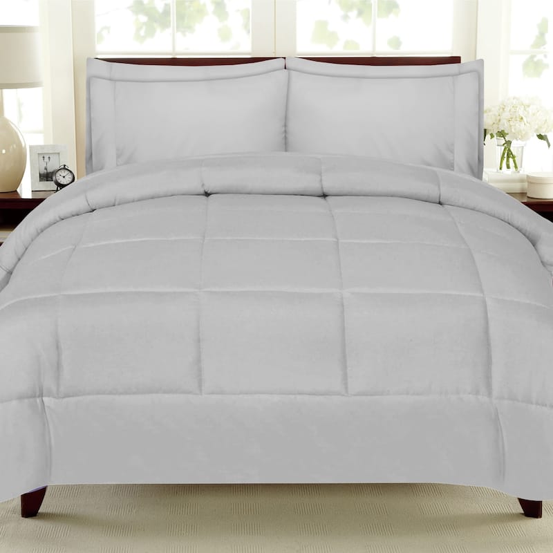 Sweet Home Collection Luxury Solid Bed-In-a-Bag with Sheet Set - Silver - Queen