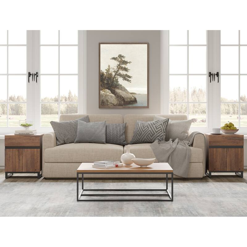 WAMPAT Modern End Table, Farmhouse Sofa Table, Wood Rustic Side End Table for Living Room, Nighstand for Bedroom