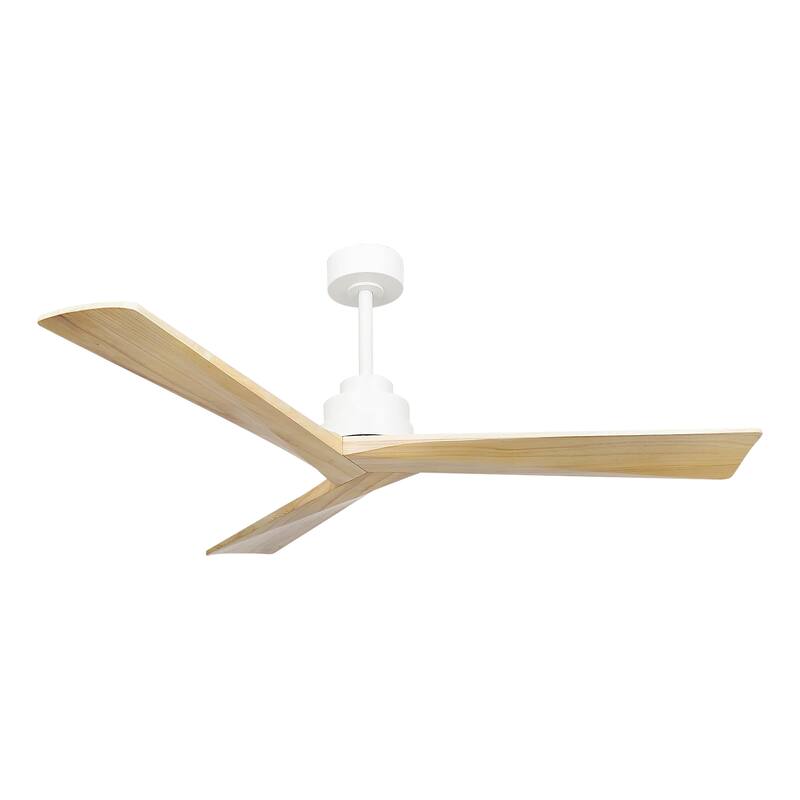 52" Ceiling Fan No Light, Natural Wood Ceiling Fan with 3 Reversible Blades, 6 Speeds Reversible DC Motor Fan