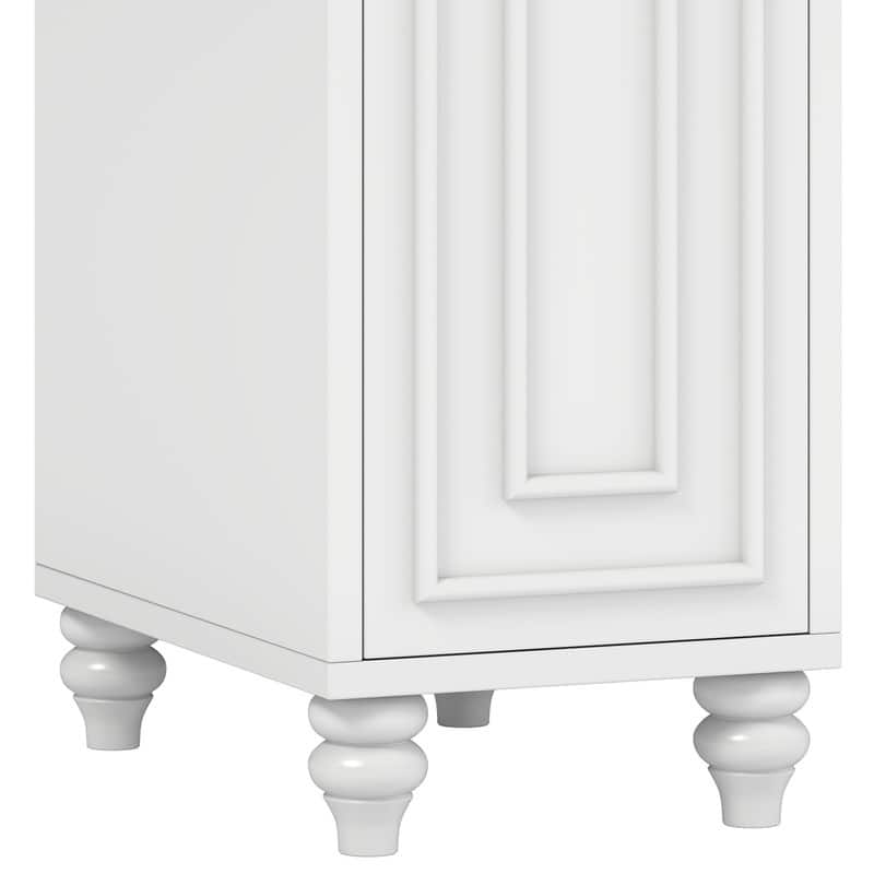 Moasis Modern 5-Drawer Makeup Vanity Table With Exquisite Carved and Built-in Charging Station