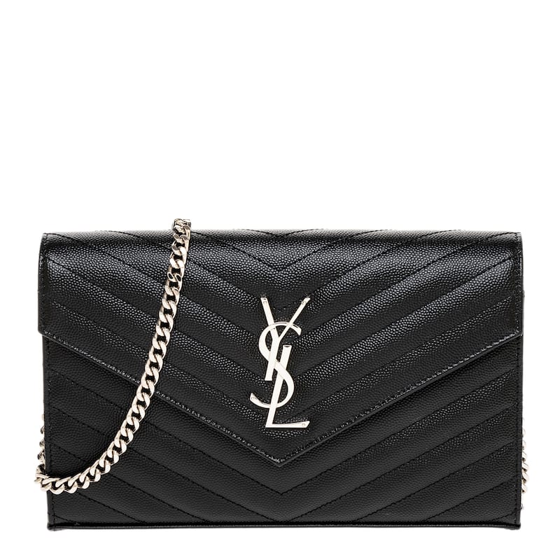 Saint Laurent Classic Cassandre Chain Wallet - Black