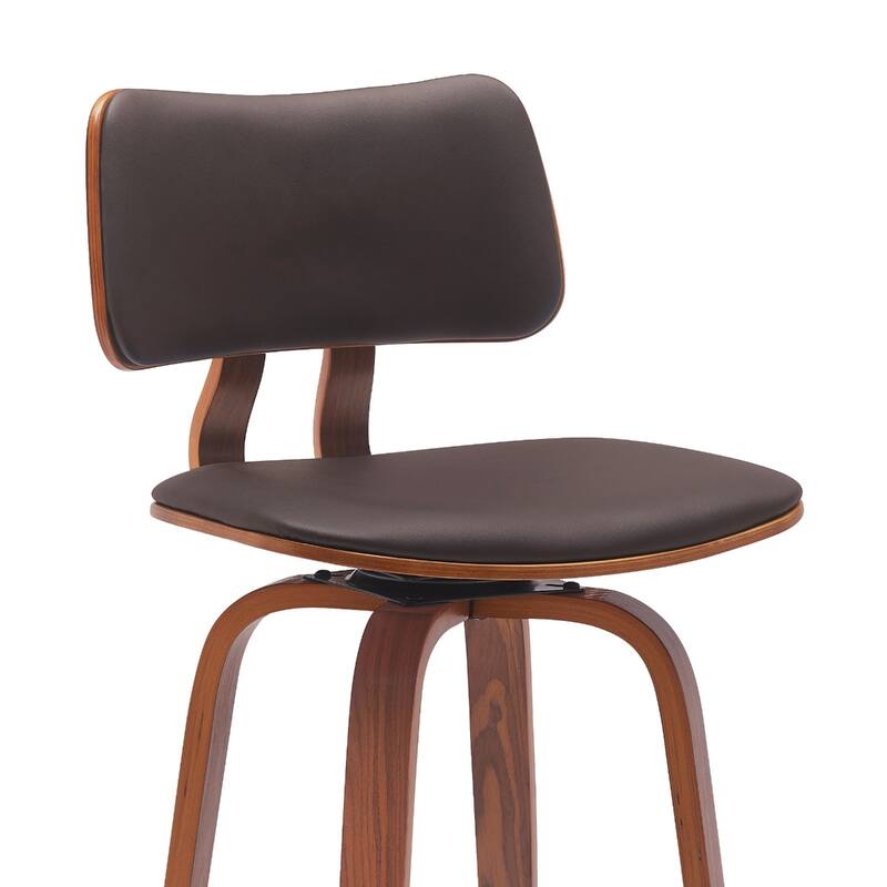 Faux Leather Armless Counter Height Bar Chair with Wood Frame, Swivel and Footrest