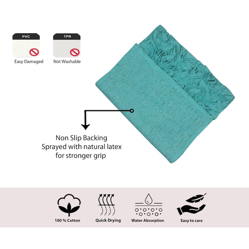 Bell Flower Bathroom Rug, Cotton Soft, Water Absorbent Bath Rug, Non Slip Shower Rug Machine Washable 24"x40" Rectangle