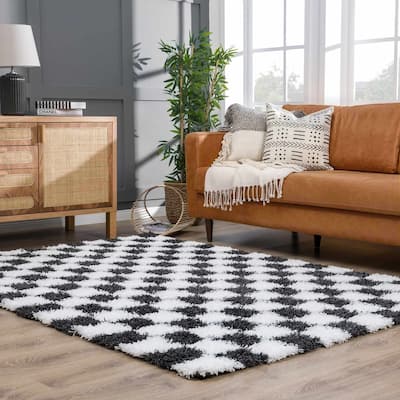 Hauteloom Atira Living Room, Bedroom Area Rug - Contemporary - Plush Pile - Light Gray,Cream - 7'10" x 10'3"