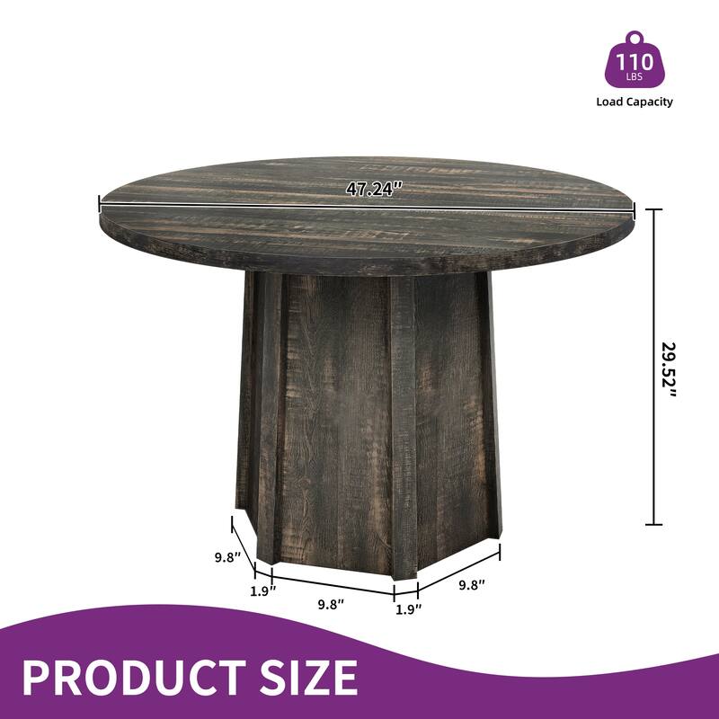 Moasis 47" Round Dining Table with Hexagonal Base
