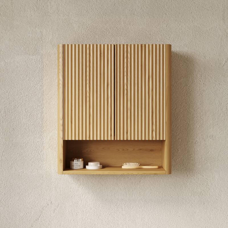 26" Wall-Mounted Striped Bathroom Cabinet