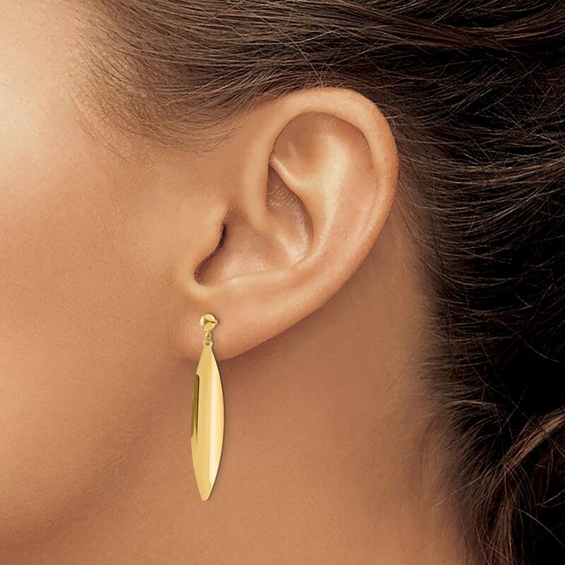Curata 14k Yellow Gold 36x6.36mm Polished Disc Dangle Post Earrings