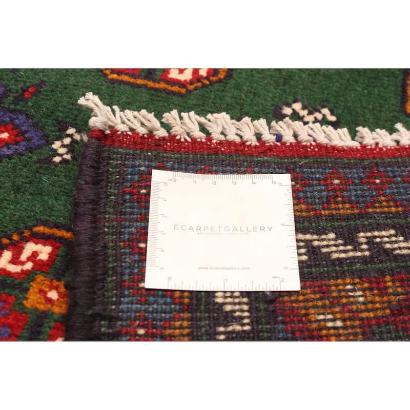 ECARPETGALLERY Hand-knotted Afghan Green Wool Rug - 3'5 x 4'8