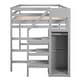 preview thumbnail 32 of 30, Full Size Loft Bed with Built-in Storage Wardrobe and Staircase, Space-Saving