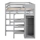 preview thumbnail 16 of 30, Full Size Pine Loft Bed with Storage Wardrobe & Multi-Functional Staircase (350lb Capacity)