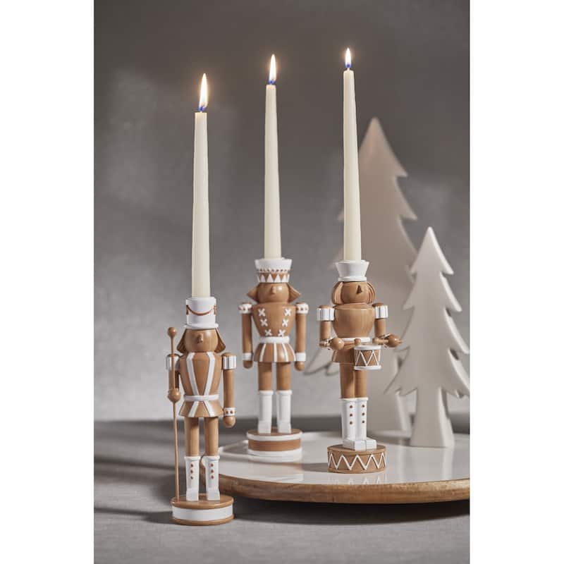 Gelsey 9.75" Tall Nutcracker with Drum Taper Candle Holder