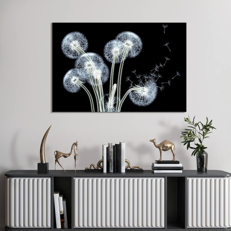 "Dancing Dandelions" Wall Art Printed on Tempered Glass