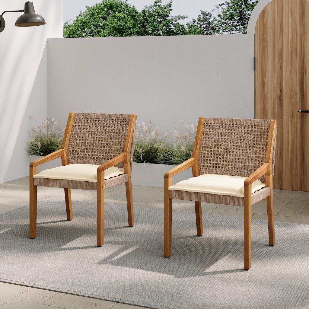 Wicker Dining Chairs Set of 2 with Cushions, Armchairs Reading Chair Accent Chair Leisure Chair Reception Chair