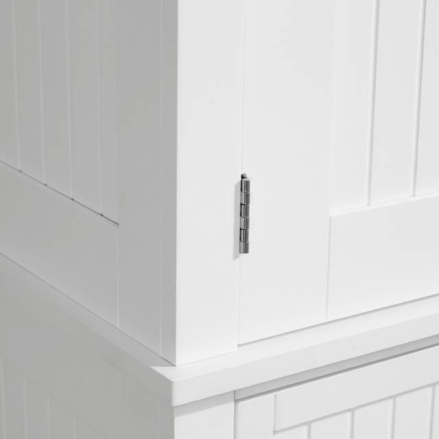 HOMCOM Traditional Freestanding White Kitchen Pantry Cabinet - 30" W x 15.75" D x 72"H