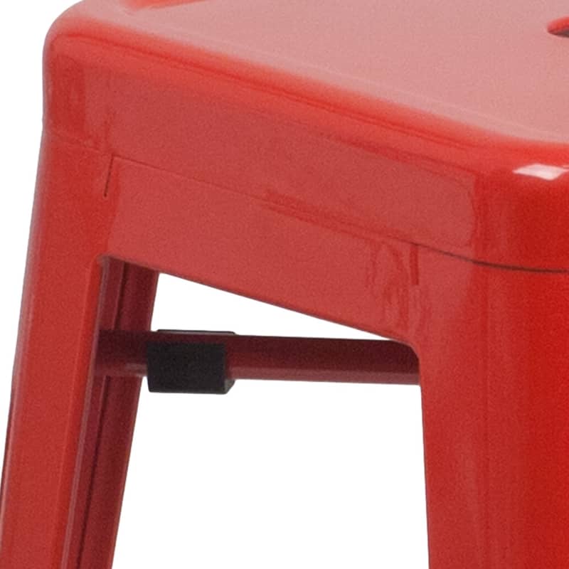 24" High Backless Metal Indoor-Outdoor Counter Height Stool w/Square Seat