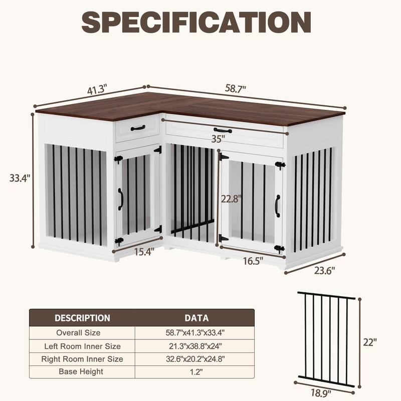 Large Corner-Designed Dog Crate Storage Solution for Pet Essentials
