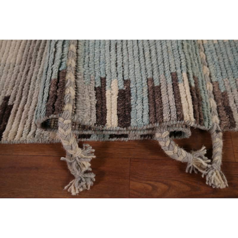 Moroccan Abstract Area Rug Handmade Multi-Color Wool Carpet - 8'10" x 12'0"