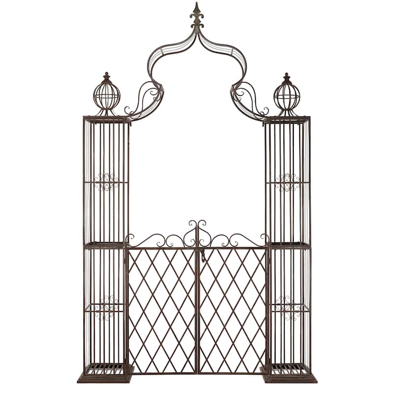 SAFAVIEH Sky Victorian Iron Outdoor Garden Arch Arbor - Rustic Brown