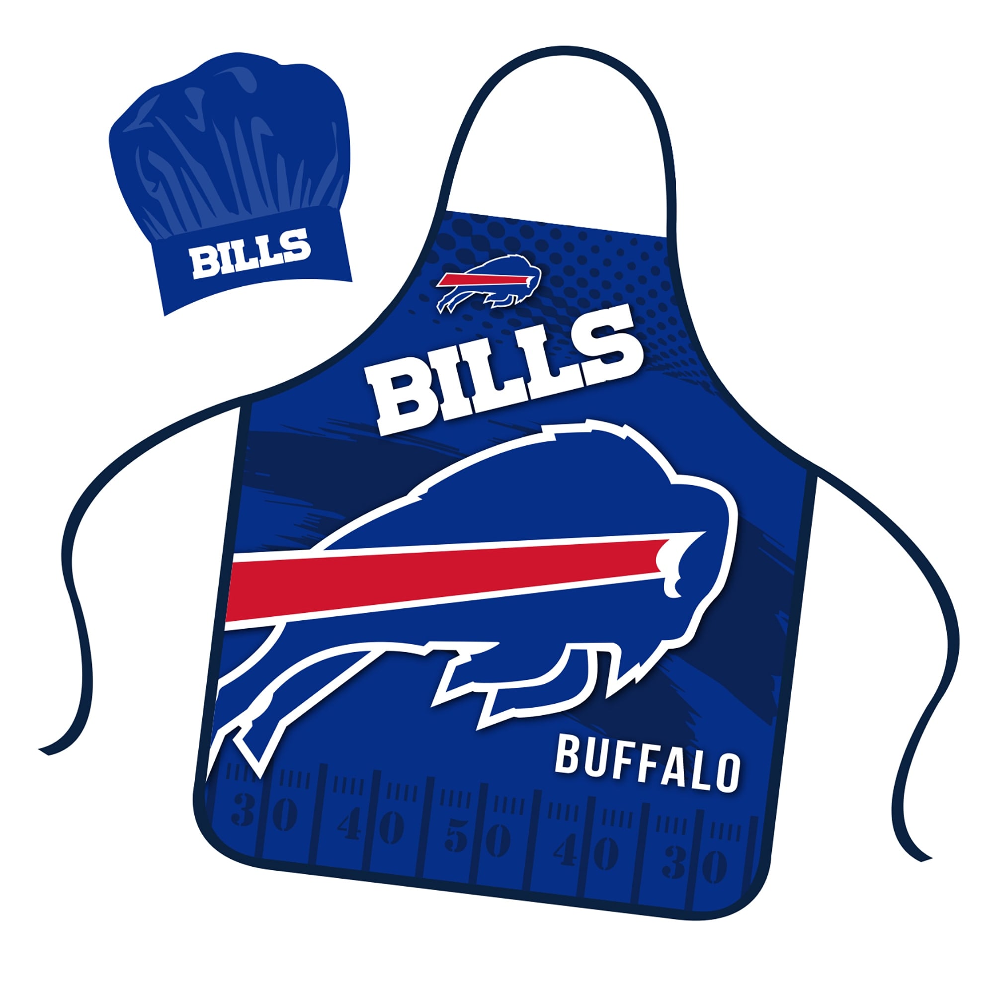 NFL Apron & Chef Hat Set, with Large Team Logo - Buffalo Bills - 31" x 25"