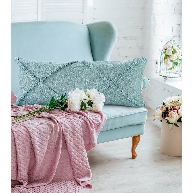 Solid Decorative Diamond Tufted Cotton Throw Pillow