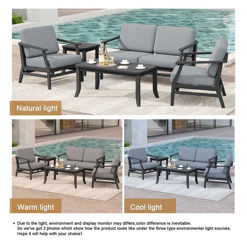 Outdoor Conversation Set Patio Chair, Loveseat with Tables