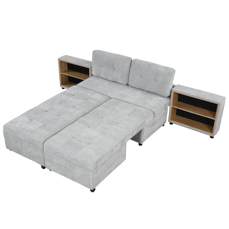 Sectional Sofa for Living Room Modular Sleeper Sofa with 2 Storage Racks Free-combined Sofa, Upholstered Corner Chaise