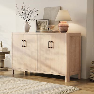 Farmhouse Style 4-Door Cabinet,A Rustic Accent for Entryways or Small Spaces