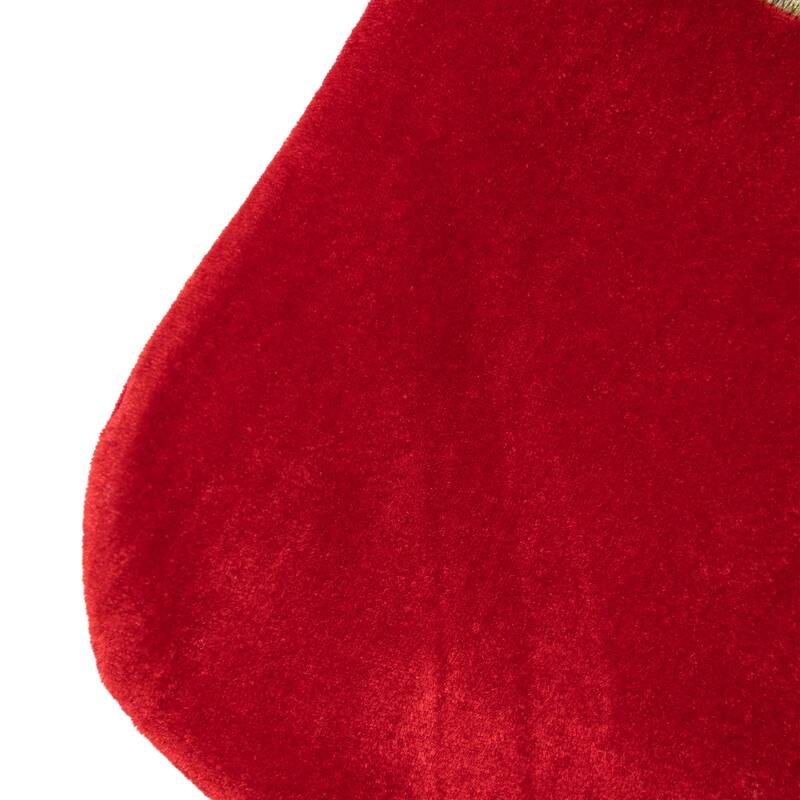 20" Red and White Velveteen Santa Claus Belt Buckle Christmas Stocking