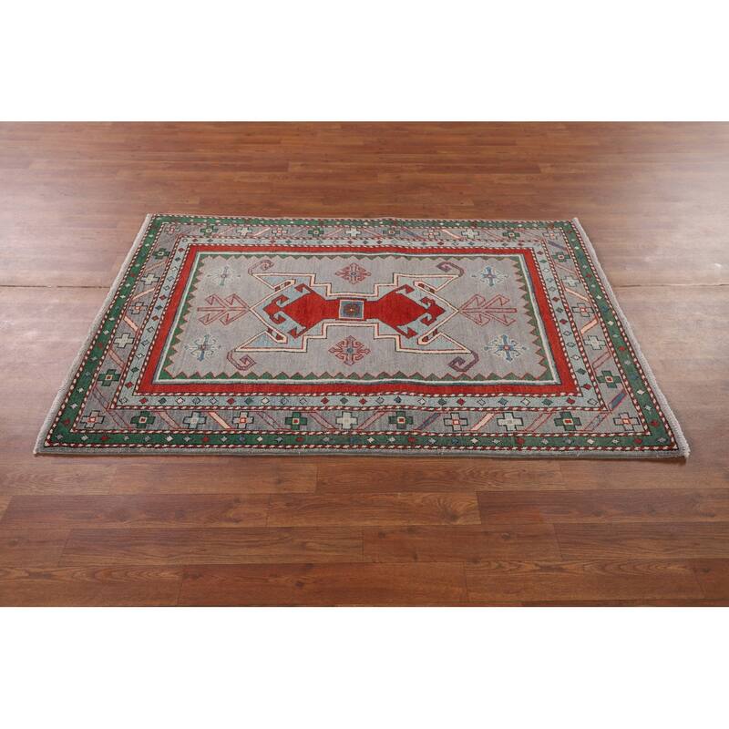 Kazak Foyer Rug Handmade Bedroom Wool Carpet - 3'6" x 4'11"