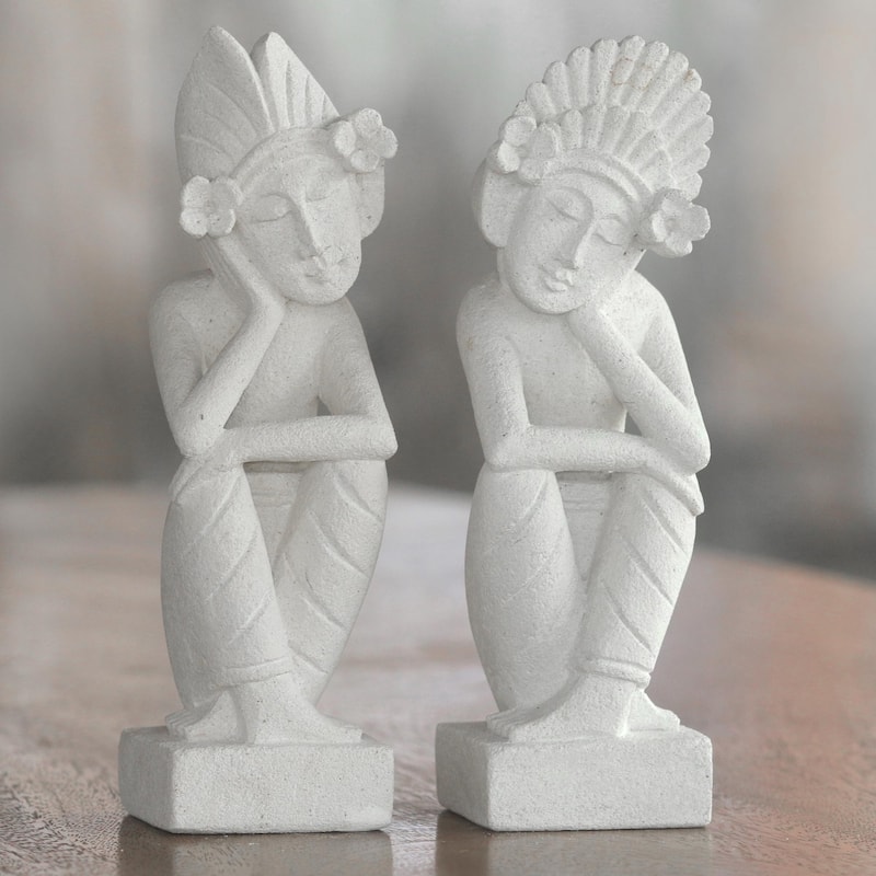 Novica Handmade Jegeg And Bagus Sandstone Sculptures (Pair)
