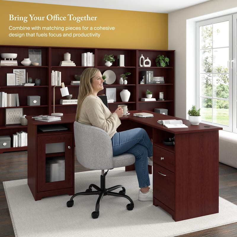 Cabot 60W L Shaped Computer Desk with Storage by Bush Furniture