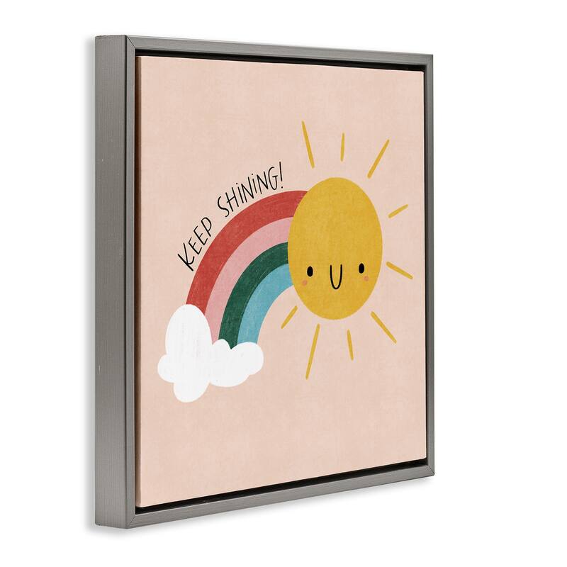 Stupell Keep Shining Inspirational Rainbow Framed Floater Canvas Wall Art Design By Sarah Hickman