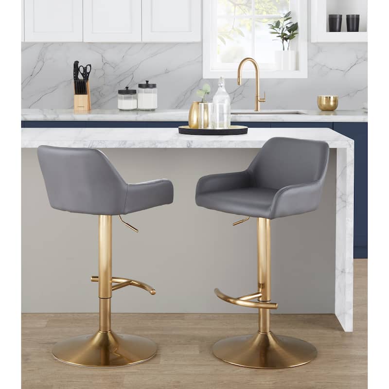 Silver Orchid Galotti Adjustable Bar Stool with Rounded T Footrest (Set of 2)